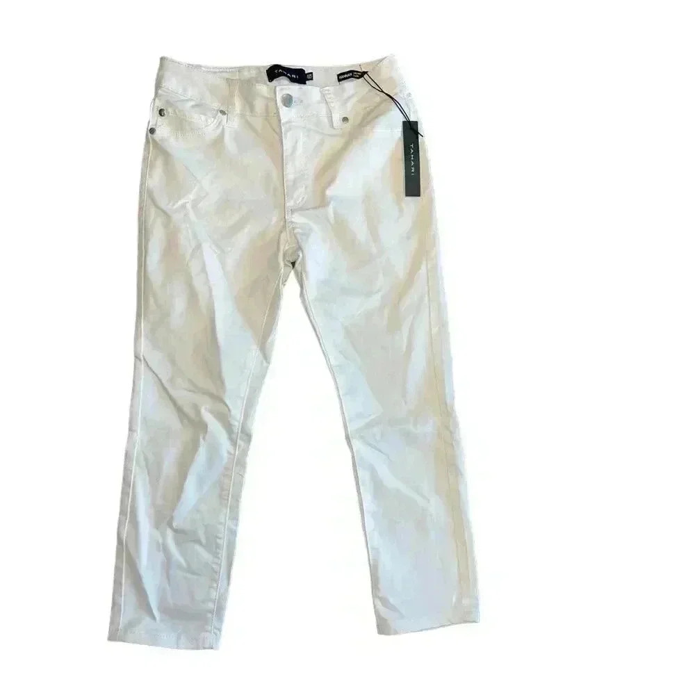 Tahari White Straight‎ Leg Jeans Classic Denim Pants New with Tags F36